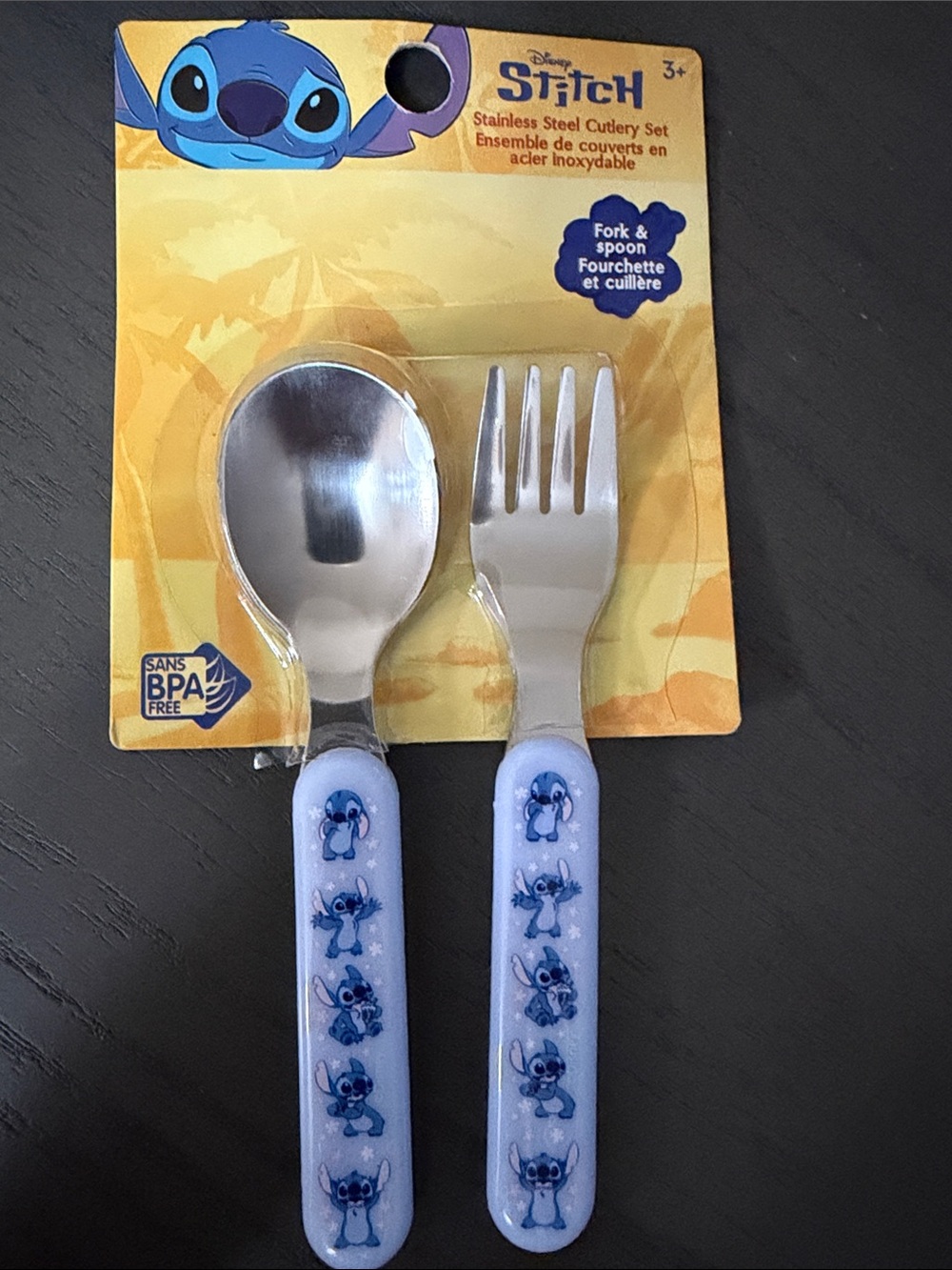 Disney Stitch Kids Fork & Spoon Set - Light Blue Handles
